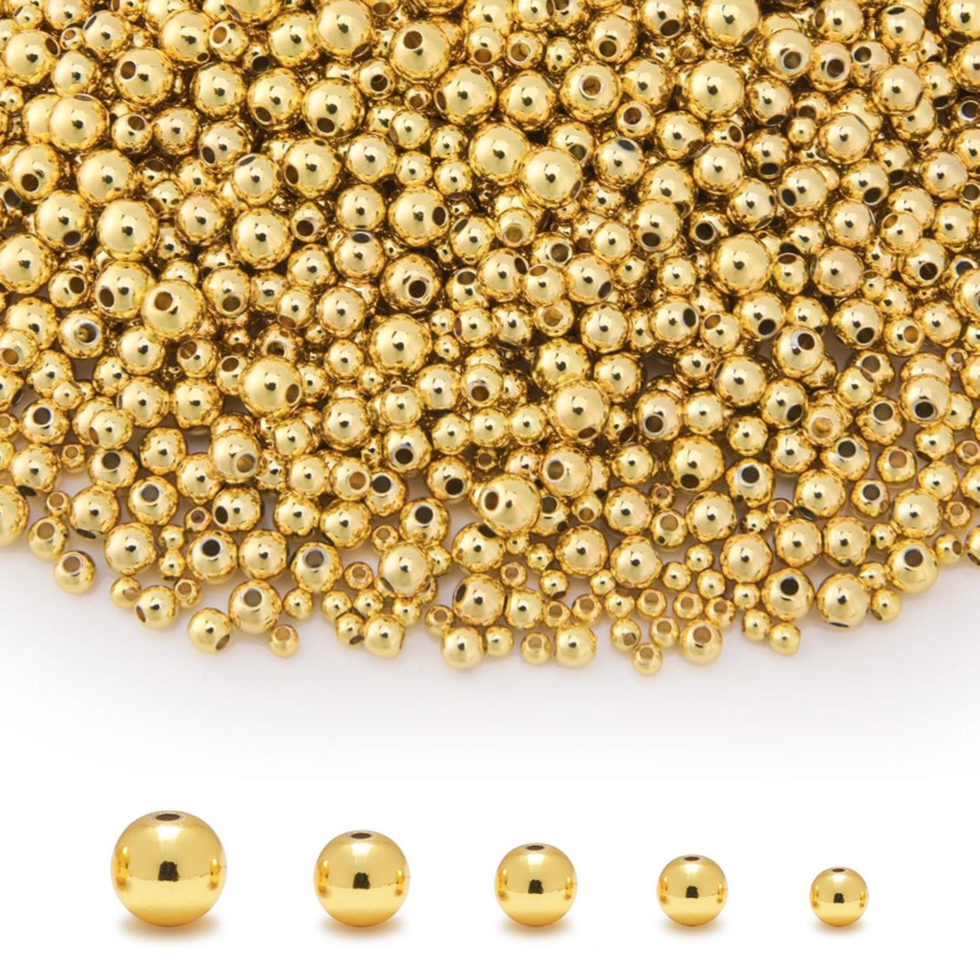 200個、18Kゴールドフィルドスペーサーラウンドビーズ、ローズゴールド