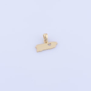Gold Heart Pendant, 18K Gold Filled Puerto Rico Map Charms,Map Charms, DIY Jewelry Making Findings，10.5x15x0.3mm