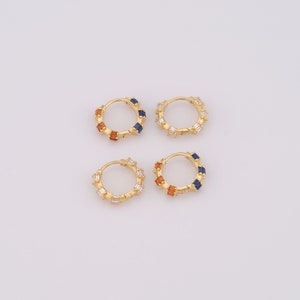 Zircon Gold Hoop Earrings, 18K Gold Filled Huggie Hoop Earrings,Hoop Earrings,Hypoallergenic Huggie Hoop,Gift for Her,16.5x13.5x5mm
