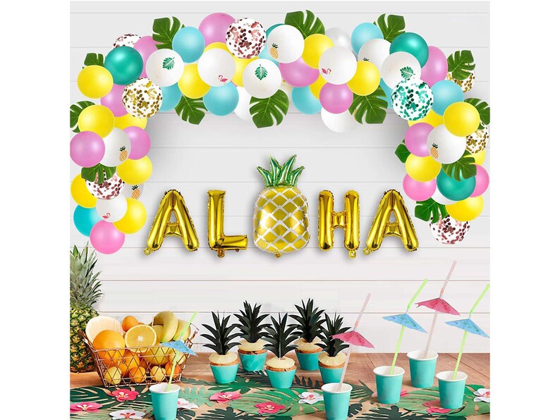 Luau Party Supplies Hawaiian Decorations Set 96pcs Aloha Etsy