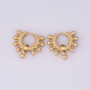 Gold Huggie Hoop Earrings, 18K Gold Filled Bead Earrings,Trendy Gold Hoop Earrings,Hypoallergenic Huggie Hoop,Gift for Her,17.7x20x2.5mm