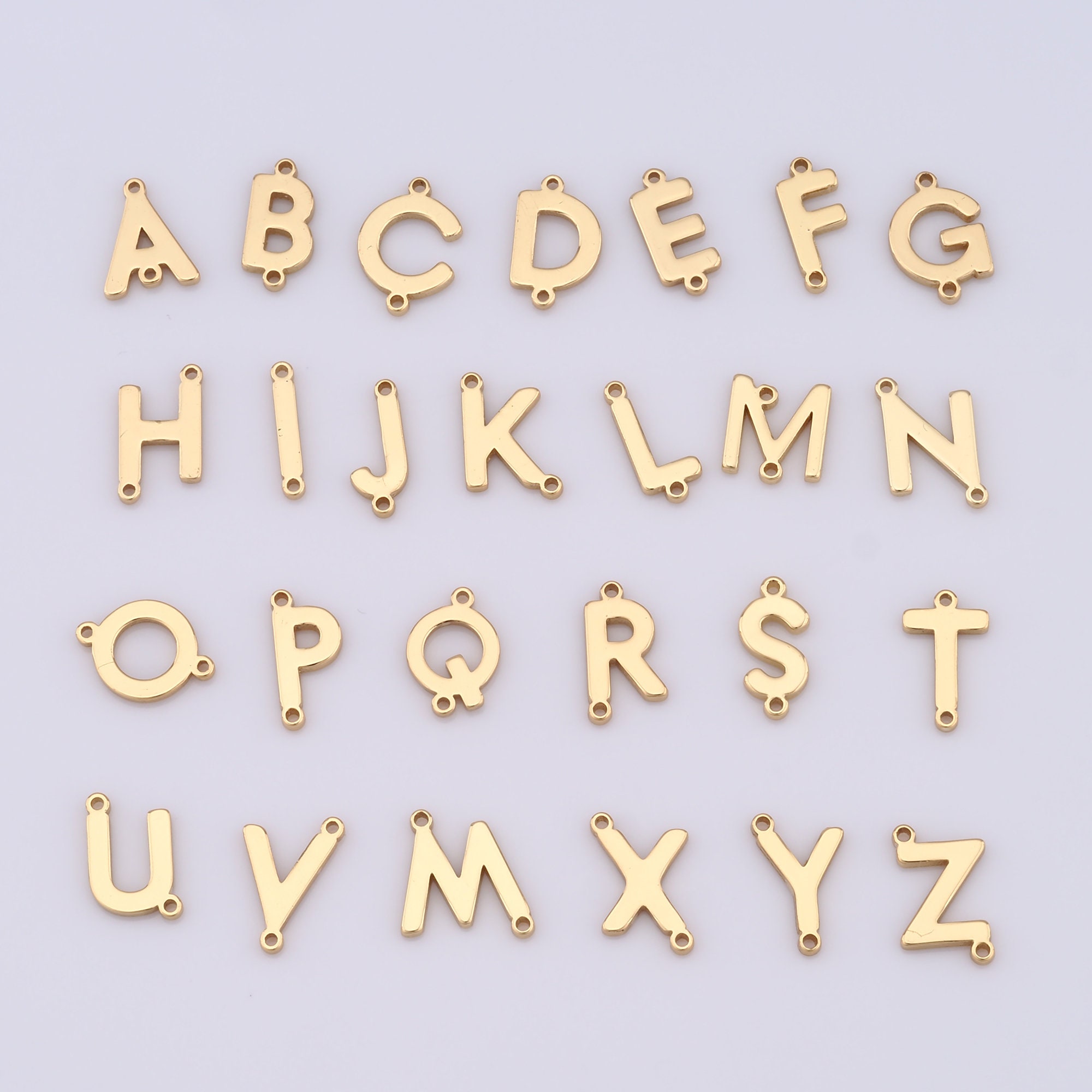 Alphabet Connectors, 18K Gold Filled Initial Charms for Bracelet and Necklace Connections, DIY Jewelry Making Findings,12x8x1.5mm