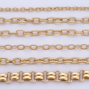 Goldene Papierklammerketten, 18K Gold Filled ovale gedrehte Ketten ， Ketten mit drei Schlaufen für Halskettenarmband DIY-Schmuckherstellungszubehör