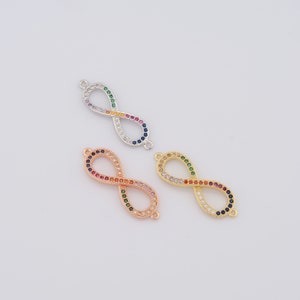 Conector de 8 letras de circonita micropavé, conector de figura relleno de oro de 18 quilates, accesorios para hacer joyas, 30,2 x 10 x 3,3 mm