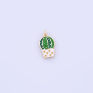 Enamel Cactus Pendant, 18K Gold Filled Desert Charms,Plant Charms, DIY Jewelry Making Findings，17x9x1.7mm