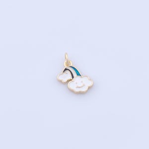 Enamel Rainbow Pendant, 18K Gold Filled Cloud Charms,Rainbow Charms, DIY Jewelry Making Findings，17.5x13x1.8mm
