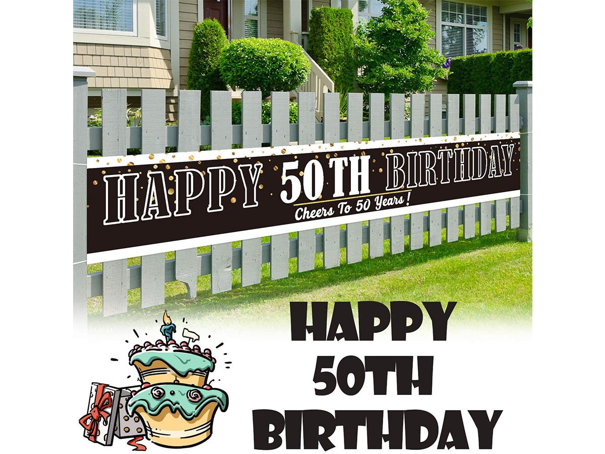 50th Birthday Party Backdrop Happy 50th Birthday Banner 9.8 x 1.6FT Large Cheers to 50 Years Banner Black Gold 50th Birthday Party Supplies Decorations 50th Birthday Party Backdrop Happy 50th Birthday Banner 9.8 x 1.6FT Large Cheers to 50 Years Banner Black Gold 50th Birthday Party Supplies Decorations