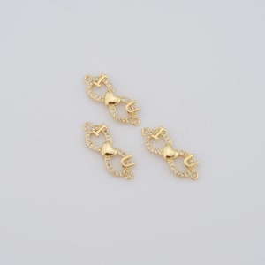 Conector de 8 letras de circonita micropavé, conector de amor relleno de oro de 18 quilates, conector de letras, accesorios para hacer joyas de bricolaje, 22,5 x 8,6 x 2,5 mm