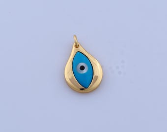 Enamel Evil Eye Pendant, 18K Gold Filled Devil Eye Charms,Eye Charms, DIY Jewelry Making Findings, 21.5x13.2x4mm