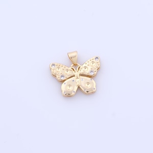 Gold Butterfly Pendant, 18K Gold Filled Insect Charms, Micropavé CZ Flying Charms, DIY Jewelry Making Findings，18.8x21x4mm