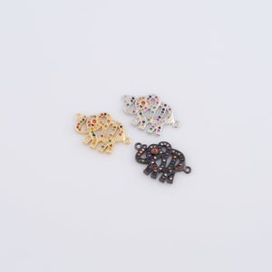 Micropave Zirkonia Elefant-Verbinder, 18K Gold gefüllter Tier-Verbinder, DIY Schmuckherstellung, 23.2x15x2.2mm