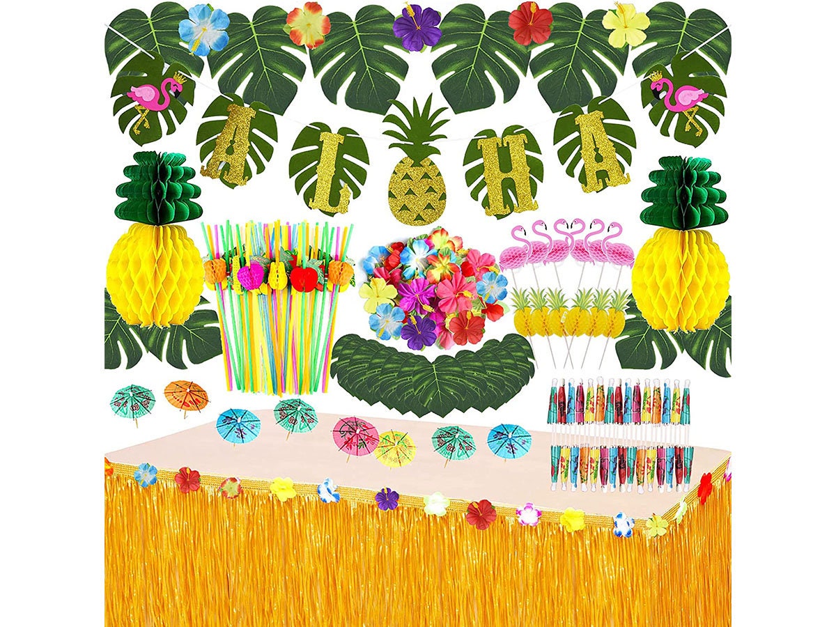 2 Pack, 9 ft Long Each Paper Flower Garland Decoration for Luau Party 2 Pack, 9 ft Long Each Paper Flower Garland Decoration for Luau Party
