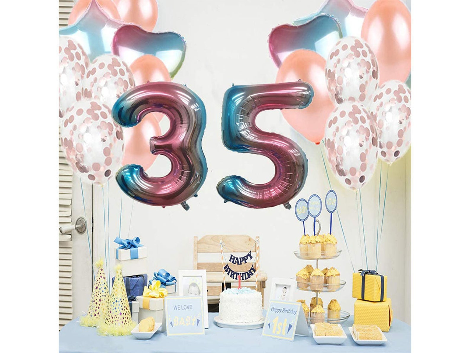Sweet 35th Birthday Decorations Party Suppliesrainbow Number Etsy