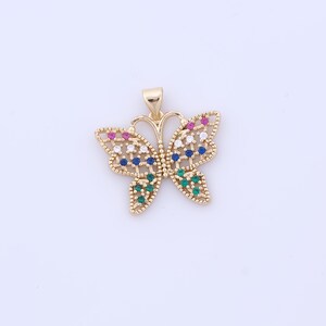 Gold Butterfly Pendant, 18K Gold Filled Insect Charms, Micropavé CZ Flying Charms, DIY Jewelry Making Findings，25x24.7x3.3mm