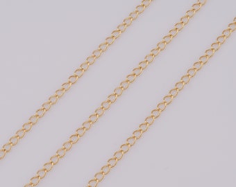 Gouden kinketting, 18K goudgevulde semi-afgewerkte ketting, speciale kettingen, doe-het-zelf sieraden maken van benodigdheden, 1,5x2,5 mm