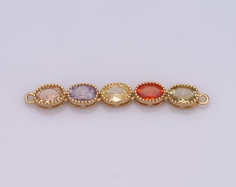 Connecteur ovale en zircone micro-pavée, collier et bracelet en or 18 carats, fabrication de bijoux à bricoler soi-même, 40,5 x 5 x 3,5 mm