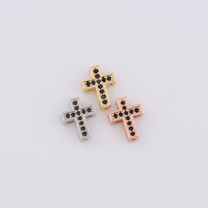Micropave Zirconia Cross Spacer Beads, 18K Gold Filled Religious Spacer Beads, DIY Jewelry Making Findings,12.7x10x3.7mm
