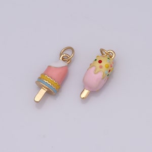 Emaillierte Eis Anhänger, 18K Gold gefüllt Sommer Charms, Eis Charms, DIY Schmuckherstellung