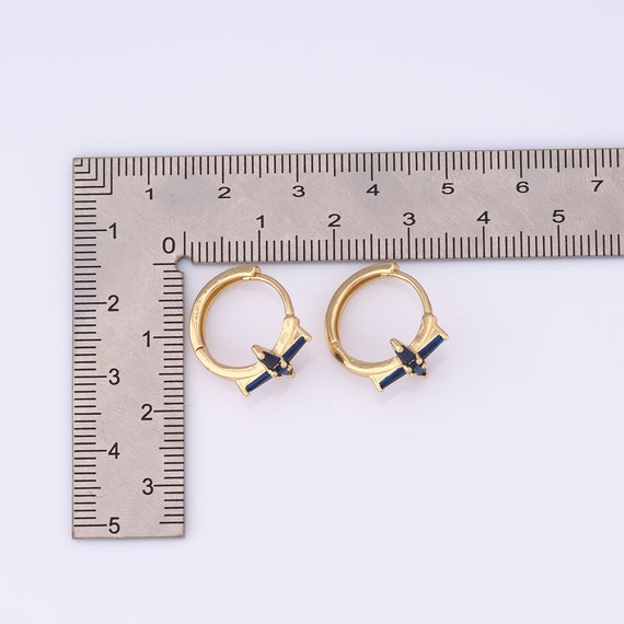 Zirconia Cross Earrings, 18K Gold Filled Trendy Gold Hoop Earrings