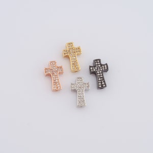 Micropave Zirconia Cross Spacer Beads, 18K Gold Filled Religious Spacer Beads, DIY Jewelry Making Findings,14x8.8x4mm