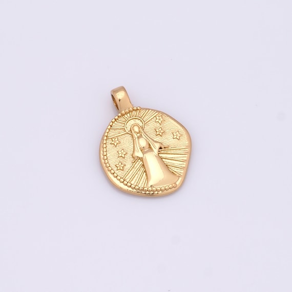 Virgin Mary Pendant, 18K Gold Filled Religious Charms, Catholic Charms, DIY Jewelry Making Findings，23.5x18x2mm