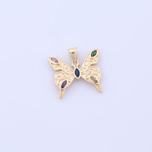 Gold Butterfly Pendant, 18K Gold Filled Insect Charms, Micropavé CZ Flying Charms, DIY Jewelry Making Findings，21x20.5x2.5mm