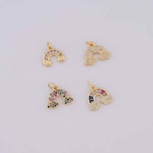 Gold CZ Rainbow Pendant,18K Gold Filled Rainbow Charms,Rainbow Charms DIY Jewelry Making Findings