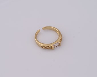 Micro Pave Zirconia Open End Ring, 18K Gold Filled Fashion Ring, Gift for Her