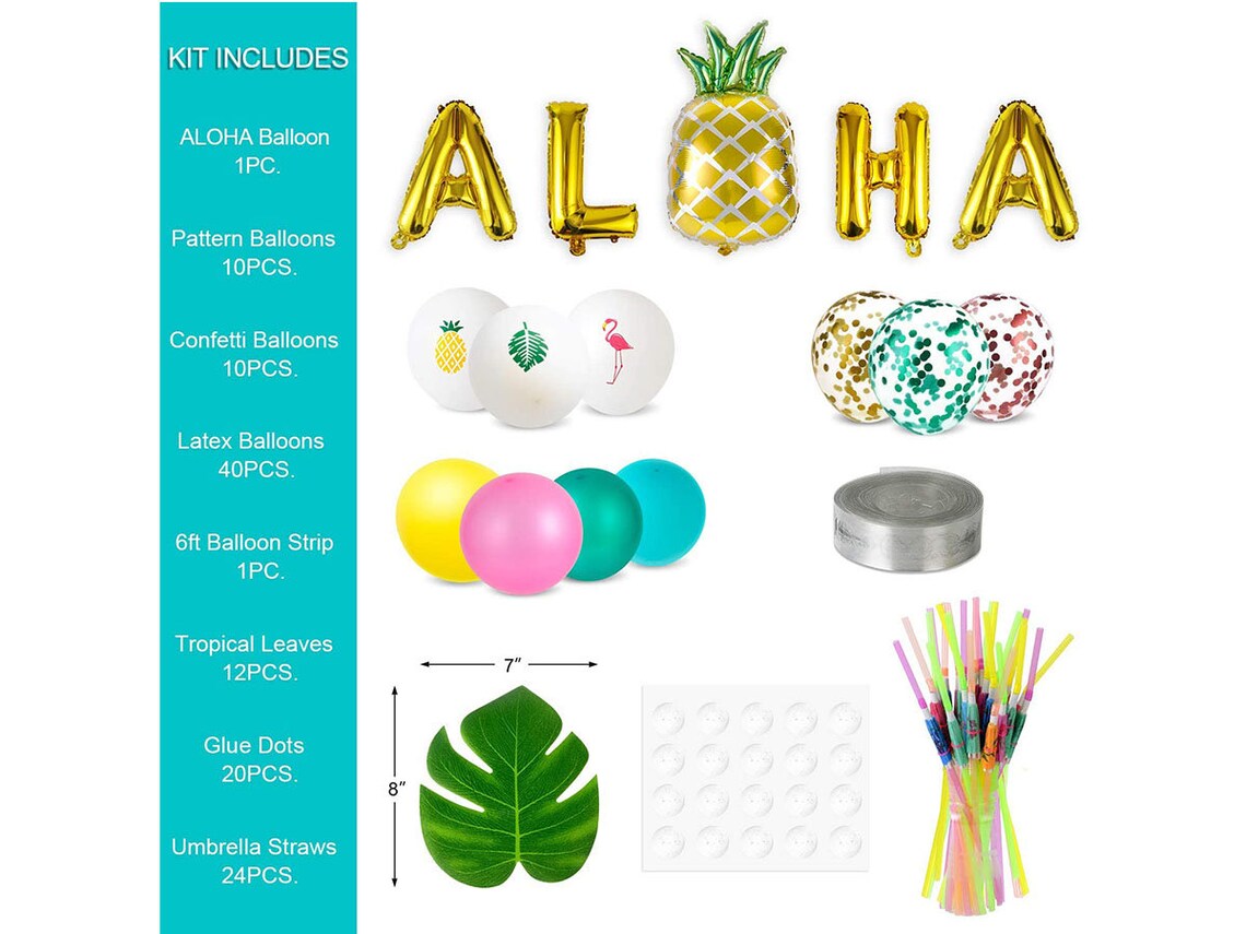 Luau Party Supplies Hawaiian Decorations Set 96pcs Aloha Etsy