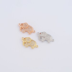Micropave Zirkonia Elefant-Verbinder, 18K Gold gefüllter Tier-Verbinder, DIY Schmuckherstellung, 23.3x12.8x4mm