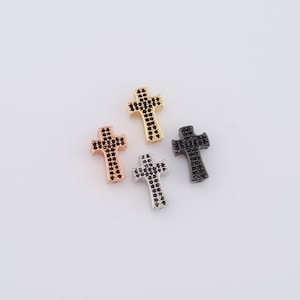 Micropave Zirconia Cross Spacer Beads, 18K Gold Filled Religious Spacer Beads, DIY Jewelry Making Findings,14x8.8x4mm