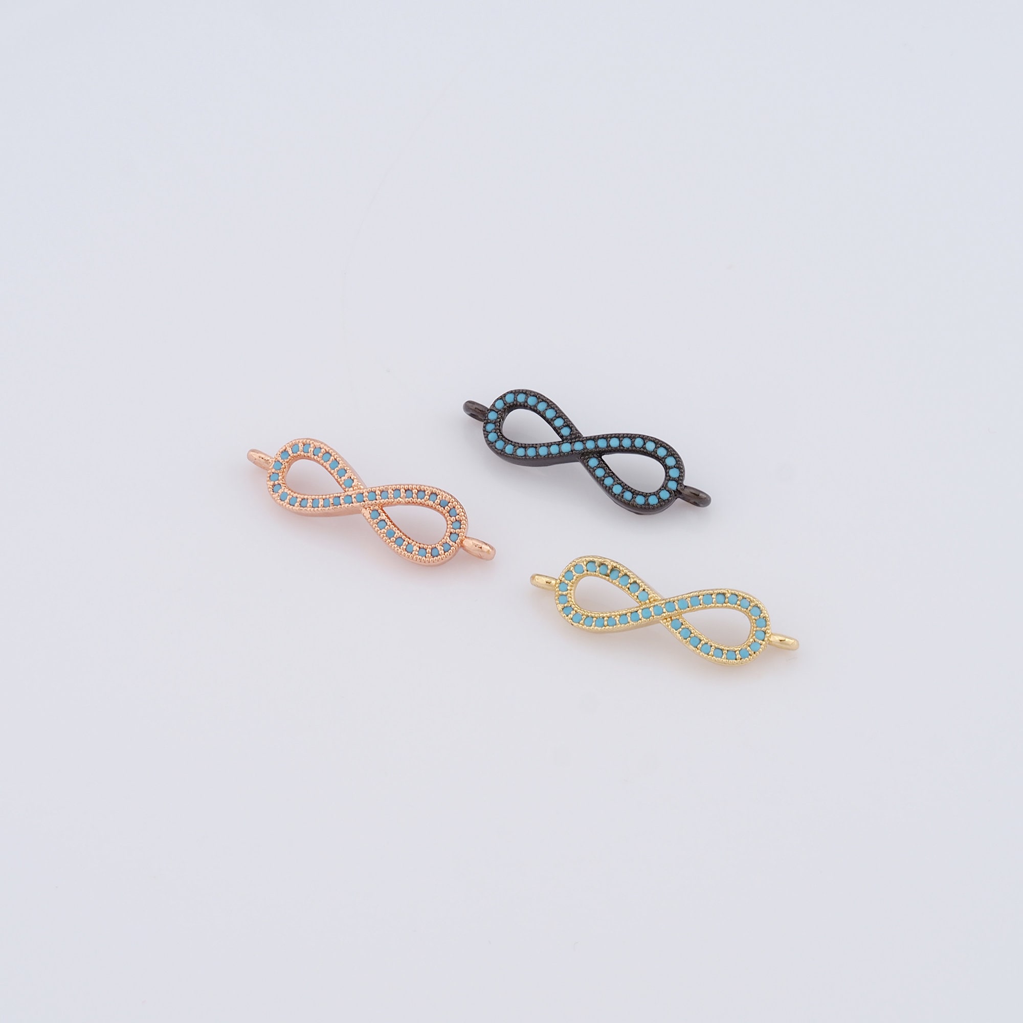 Micropave Zirconia 8 Letter Connector, 18K Gold Filled Figure