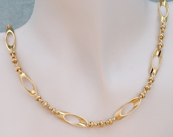 Gold Adjustable Necklace, 18K Gold Filled Figaro Necklace, Gift for Her，54cm