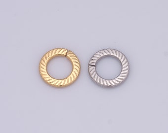 10 Pcs,Alloy Electroplate Round Textured Clasp, 18K Gold Filled Open End Clasp, DIY Jewelry Making Findings,11.5x1.3mm