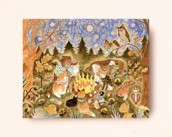 Roasting marshmallows on a winter night