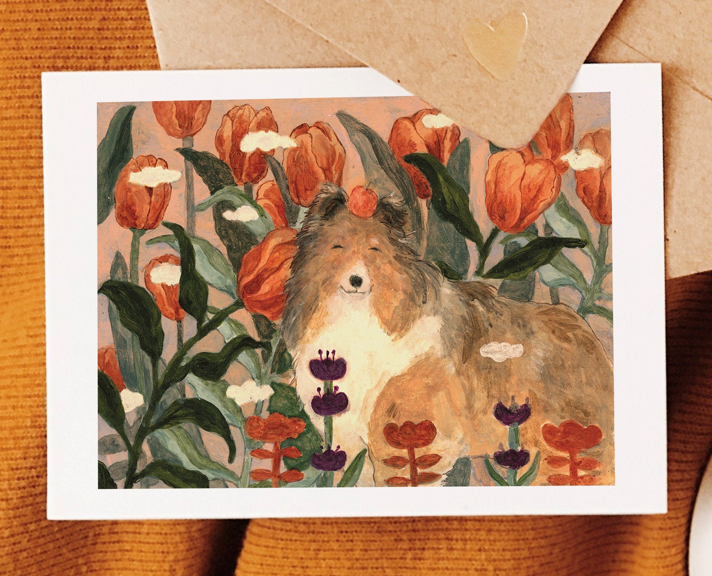 happy sheltie / postcard A6