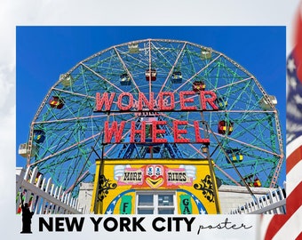 Ferris Wheel at Coney Island Amusement Park New York Poster