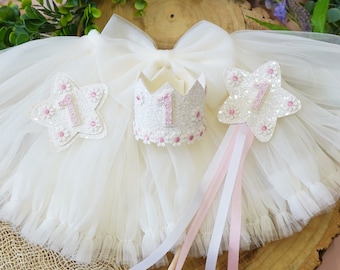 Geburtstags-Tutu-Set für alle Altersgruppen Geburtstagskrone Geburtstagsabzeichen Geburtstagszauberstab Gänseblümchen Geburtstagskrone Geburtstagsgeschenk Personalisiertes Party-Set