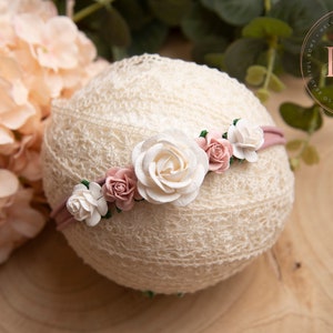 Bandeau fleur bébé, bandeau nouveau-né, bandeau bébé fille, cadeau de baby shower, cadeau nouveau-né, accessoire nouveau-né, accessoire smash de gâteau, bandeau bébé
