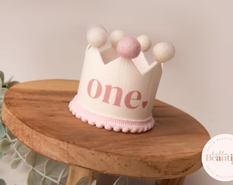 Neutral birthday crown, 1st birthday crown, 2nd birthday crown, Cake smash crown, party hat, first birthday girl, pink birthday crown,