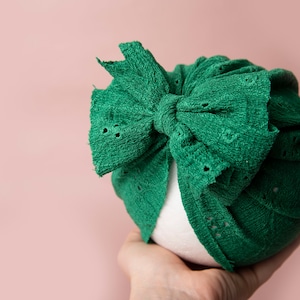 Baby turban, baby hat, baby accessory, baby shower gift, baby bow turban, summer turban, Brodrie green turban