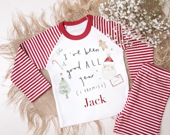 Kids personalised Christmas pyjamas, xmas pjs, Christmas Eve pyjamas, kids Christmas pyjamas, Christmas nightwear, custom xmas pjs, red pjs