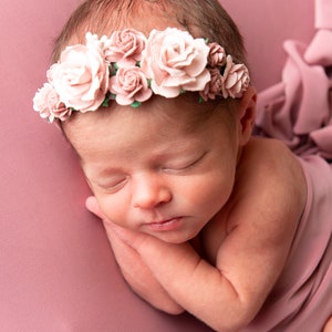 Boho Baby Flower Headband Baby Flower Crown Baby Headband Flower Newborn Headband Baby Girl Christening Headband Cake Smash Floral Headband