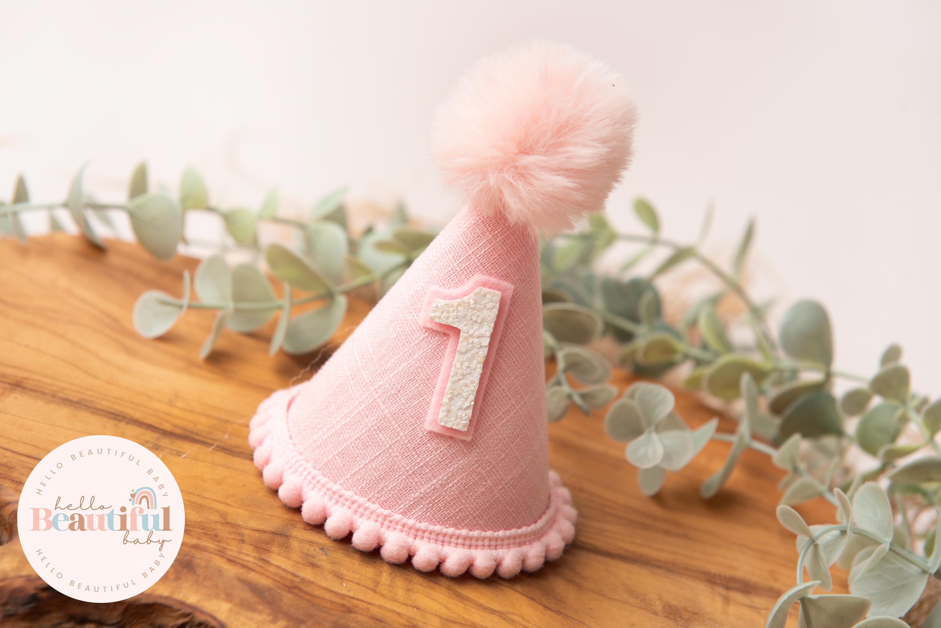 First Birthday Hat Girl Pink Sparkle 1st Birthday Flower Crown 1st