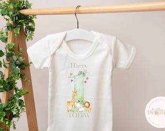 Boys first birthday vest, first birthday outfit, cake smash outfit, my 1st birthday vest, one today, personalised vest, wild one, safari,
