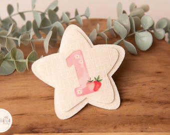 Girls berry 1st Birthday badge, star birthday badge 1st birthday personalised birthday badge birthday decor girls birthday gift,