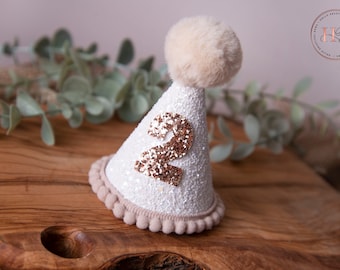 white and neutral party hat, 1st birthday, 2nd birthday, Cake smash prop, birthday crown, party hat, first birthday girl, boys party hat,