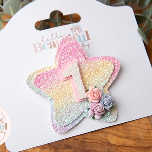 Rainbow Birthday Badge, glitter birthday badge, star birthday badge, 1st birthday, personalised birthday badge birthday decor