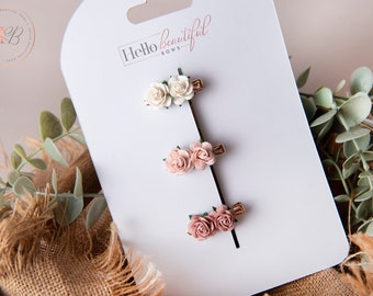 Baby hair clips, fringe clips, hair clips, tiny hair clips, clips for babies, mini hair clips, flower hair clips, baby girl clips