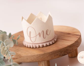 Neutral birthday crown, 1st birthday crown, 2nd birthday crown, Cake smash crown, party hat, first birthday girl, 1st birthday boy
